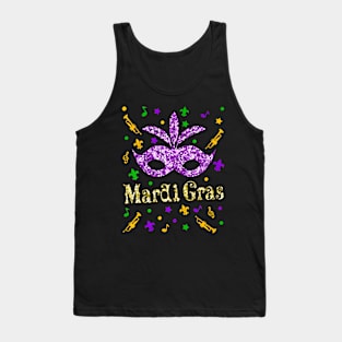 Mardi Gras 2024  Womens Girls Mask Beads New  Party Tank Top